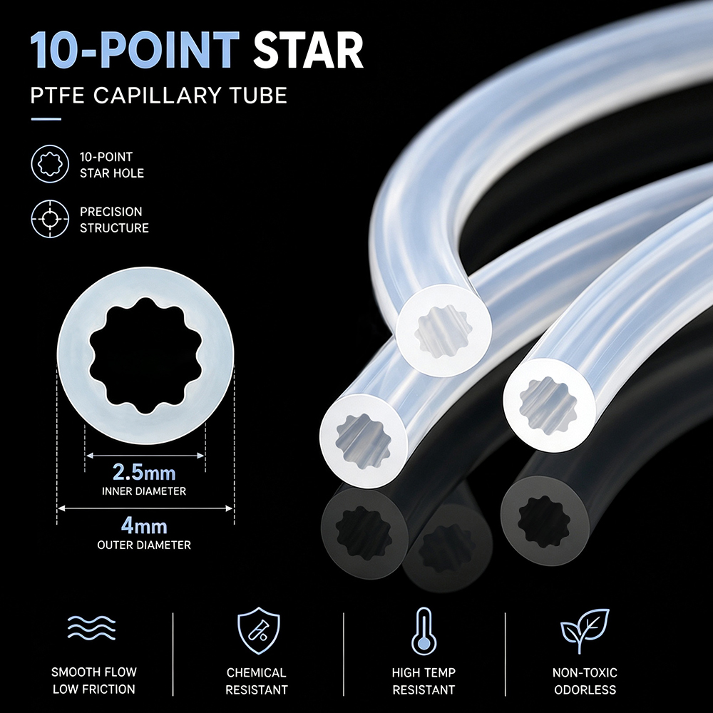 Ptfe Tube - Star Shaped PTFE Tube Multicolor ID2.5mm