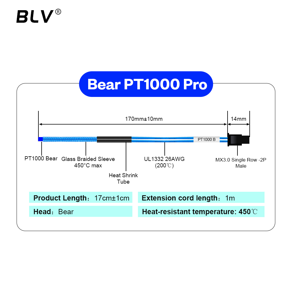 BLV® PT1000 Thermistor M3 M4 B - огляд і ціна Hotend Assembly